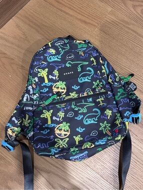 State Kids Mini Neon Dino Print Backpack - Black/Green/Blue
